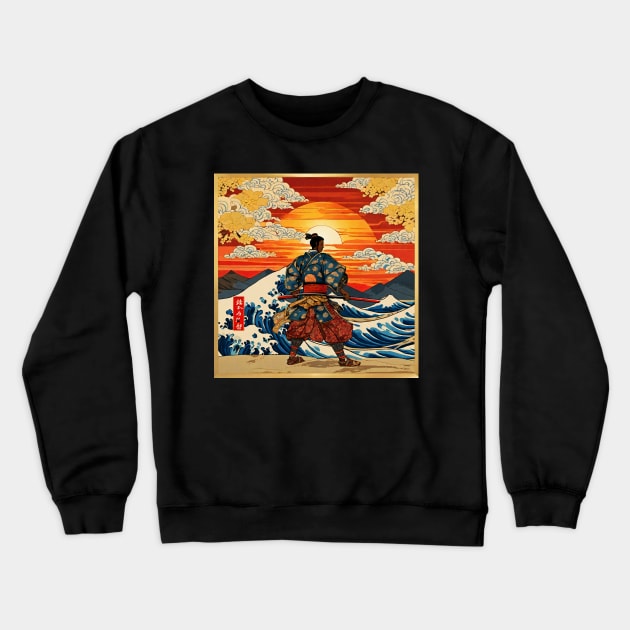 African Samurai Warrior Yasuke Ukiyo-e Crewneck Sweatshirt by ComicMoon